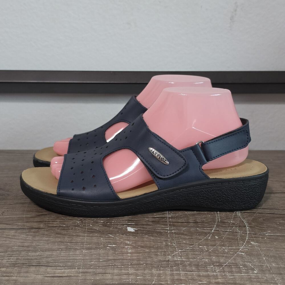 Fly Flot Slingback Wedge Women's Sandals Shoes Size 41 (9.5-10) Blue